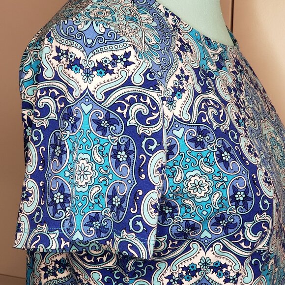 Talbots Blue Crew Neck Short Sleeve Blouse - Picture 2 of 6